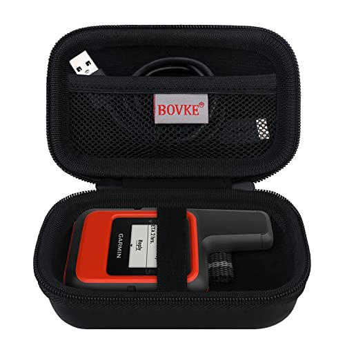 BOVKE Hard Travel Case Compatible with InReach Mini/Mini 2 Satellite Communicator, Extra Mesh Pocket for Charging Cords, D-Ring Carabiner, Black