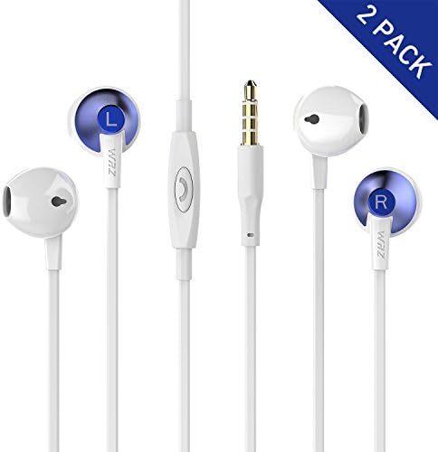2Pack IAXSEE X5 Wired Earbuds with Microphone,In-Ear Headphones Stereo Sports Earphones for iPhone iPad iPod Tablets Android Smartphones Laptop Computer Mp3/4(Simple Pack) Blue