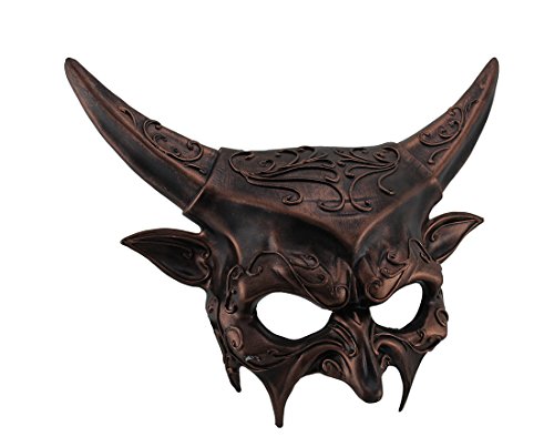 Metallic Horned Demon Goat Man Half Face Mask