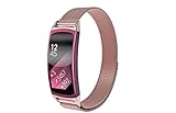 Elobeth Compatible Samsung Gear Fit 2 Pro/Gear Fit 2 Watch Band, Milanese Magnetic Loop Stainless Steel Watch Strap + Connector Metal Adapter for Samsung Gear Fit 2 Pro/Gear Fit2 Band Pink 7.1