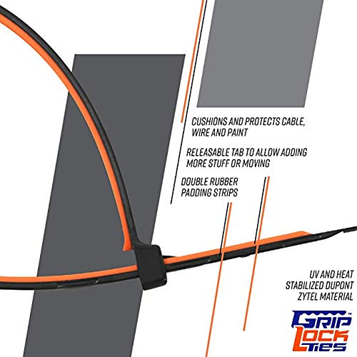 Rubber Lined, Releasable, HeavyDuty Zip Ties, UV Rated, 8 Inch