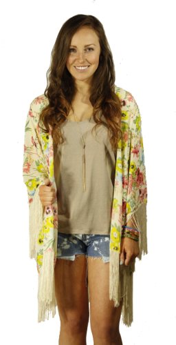 Lucky Love Floral Fringe Kimono (Small)