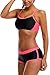 CharmLeaks Women's Two Piece Swimsuit Sport Bra Swimwear Workout Bikini Set
