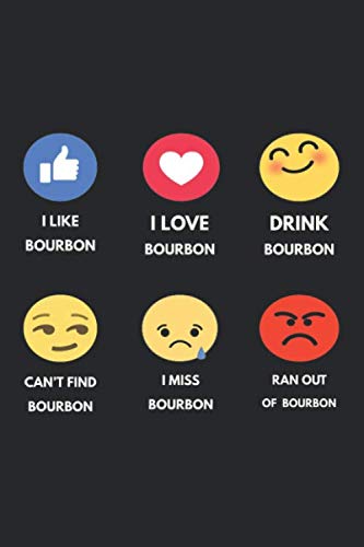 Notebook: Bourbon Lover Gift - Funny Drinking Different Emoticons Black Lined College Ruled Journal - Writing Diary 120 Pages
