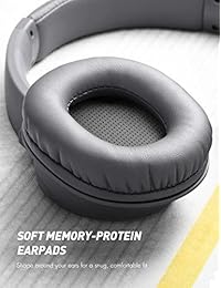 Mpow H7 Auriculares Bluetooth de 18 horas con bolsa, auriculares inalámbricos recargables, auriculares estéreo HiFi, CVC6.0 cancelación de ruido con micrófono para teléfono móvil y tableta