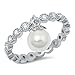 Oxford Diamond Co Round Eternity Band & Dangle Simulated Pearl .925 Sterling Silver Ring Sizes 7