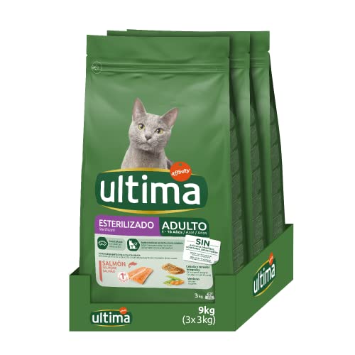 Sterilisierter Lachs, Trockenfutter für Katzen, 3 x 3 kg, insgesamt 9 kg