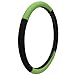 OxGord 3pc Set Flat Cloth Mesh Steering Wheel Cover Seat Belt Pads, Universal 15 Fits Most Car, SUV, Van Trucks - Green Black