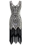 Metme Women's 1920s Vintage Flapper Fringe Beaded Great Gatsby Party Dress, Champagne, XX-Large