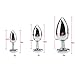 Buyeverything 3 Pcs 3 Size Round Heart Shaped A-n-A l P l u-G s Stainless Steel Jeweled Beginner Waterproof Massager Silver Metal Butt Trainer Toys (Sky Blue)