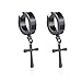 U2U Pair of Surgical Stainless Steel Black IP Non-Piercing Clip On Earrings Laser Etched Die-Cut Crosses(Colors Optional) (BLACK)