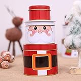 Fashionclubs Christmas Cookie Tins for Gift Giving,3 Set of Metal Nested Cookie Candy Storage Containners Jars Gift Tins with Lids,Snowman Design for Holiday Decor