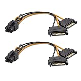 Cable Matters 2-Pack 6 Pin PCIe to Dual SATA Power Cable, 2X SATA to 6 Pin PCIe - 4 Inches