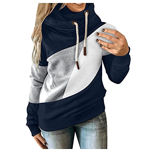 Womens Hooded Sweatshirt Long Sleeve Cowl Neck Pullover Hoodies