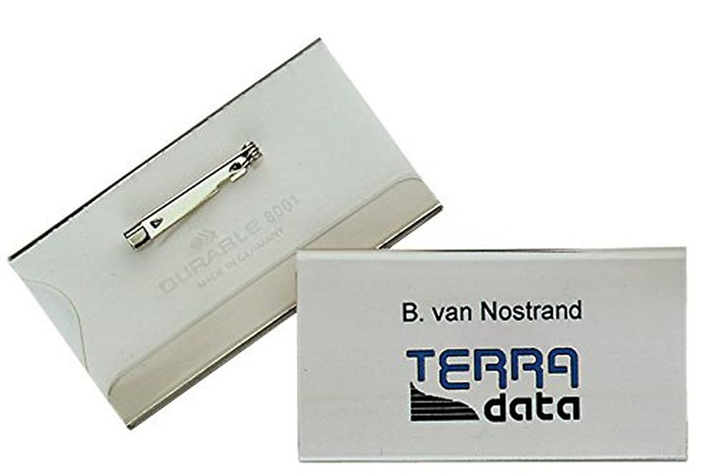 Durable Name Badges Universal Pin Fastening and Flap on Reverse W75 x H40 mm Ref 8001 [Pack of 100]