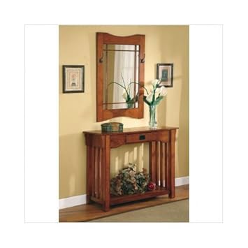 2pcs Mission Style Entry Way Foyer Console Table Mirror Set