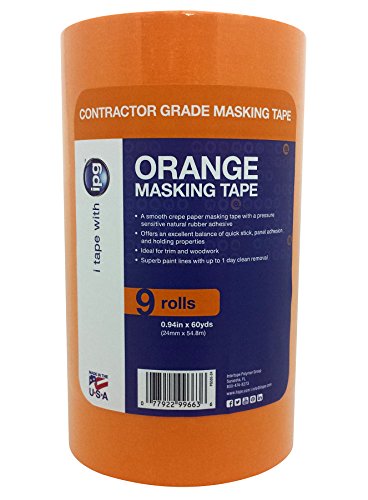 Intertape Polymer Group PG505-24 Contractor Grade Orange Masking Tape, 0.94-Inch x 60-Yard, Case of 36 Rolls