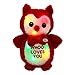 WEWILL LED Owl Stuffed Animals Glow Cute Soft Plush Toy Loves You Bow-Tie, 9.5 inch, Red