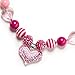 VCMART Glitter Heart Pendant Chunky Bubblegum Necklace and Bracelet Set Girls Valentines Day Gift