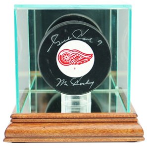 NHL Single Hockey Puck Glass Display Case, Walnut