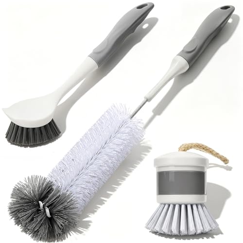 3 Pack Kitchen Cleaning Brush Set, Dish Brush, Extra Long 14.3 inch