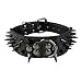 Berry Pet Sharp Spiked Studded Dog Collar - Stylish Leather Dog Collars - 2 Inch in Width Fit for Medium & Large Dogs - Such as Pitbull Mastiff - Black Rivets & Black Leather,19-22
