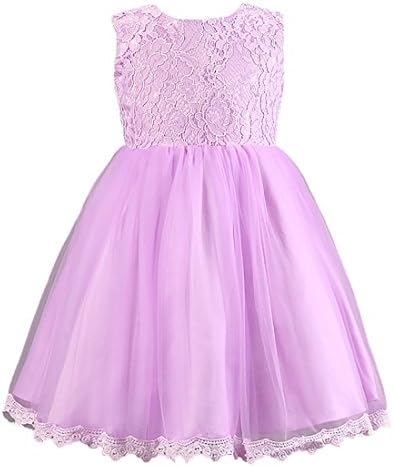 Emmy Lee Flower Girls' Lace Princess Dress 6 Lilac