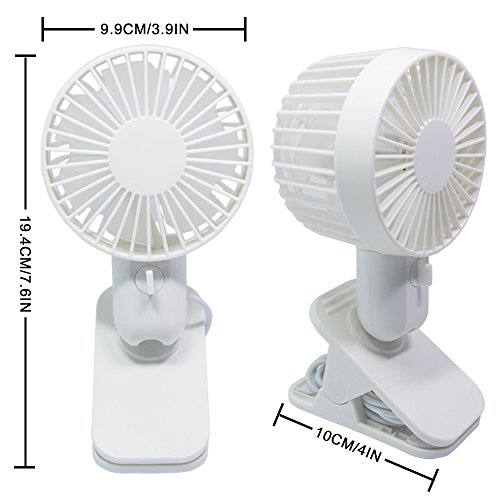HOMCA Mini USB Clip Fan, 2-Speed Personal Table Fan USB Powered by Netbook, Power Bank and PC, 360 Degree Rotate Portable Fan Perfect for Stroller Home Office (White)