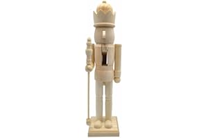 LUOZZY 15" Unfinished Nutcracker Wooden Christmas Nutcracker with Scepter DIY Blank Unpainted Nutcracker Puppet Soldier Christmas Table Centerpieces Decorations