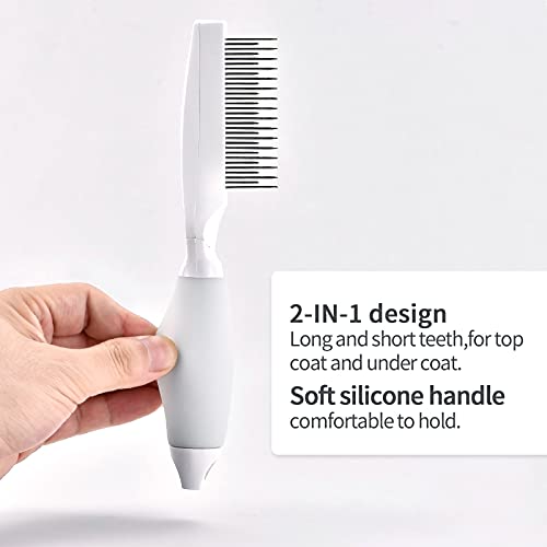 Rafaray Pet Comb for Grooming-Cat & Dog Grooming Comb Removes Tangle Knots Mats,2 IN 1 Long and Short Stainless Steel… - Image 6