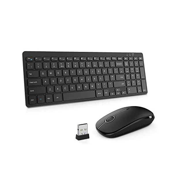Keyboard-and-Mouse-Jelly-Comb-24G-Wireless-Ultra-Slim-Full-Size-Keyboard-Mouse-Set-Combo-QWERTY-UK-Layout-for-Computer-Laptop-Desktop-with-USB-Ports-Black Keyboard and Mouse, Jelly Comb 2.4G Wireless Ultra Slim Full Size Keyboard & Mouse Set Combo QWERTY UK Layout for…