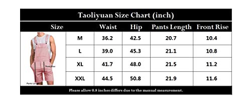 Taoliyuan Mens Bib Overalls Shorts Slim Fit Romper Casual Summer Button Dungaree Jumpsuit - Thumbnail 4