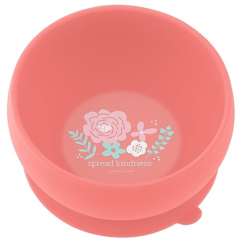 Stephen Joseph, Silicone Baby Bowls, Suction Bowl, Stay Put Suction Bowl, First Stage Self Feeding, Coral Flower