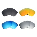 Mryok 4 Pair Polarized Replacement Lenses for Oakley Holbrook Sunglass - Stealth Black/Fire Red/Ice Blue/Silver Titanium