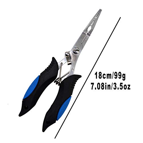 Amoygoog Edelstahl-Angelzange, Angelnadel-Spitzzange, Schneid-Angelschnur, Multitool-Zange mit Hülle und Teleskop… – Bild 5