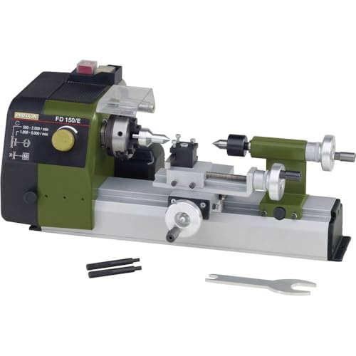 Proxxon Fine Lathe FD 150/E, Precise Lathe with 2-Stage Belt Drive, Speed Control, Spindle Speeds up to 5,000/min, Item No. 24150