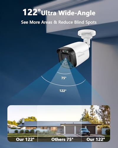 (2026 Updated) 5MP Wired Security Camera System, 8CH NVR with 8 x IP67 Outdoor Cameras, 122° Wide Angle, Free App No Monthly Fee, Remote Control, 1TB HDD, 24/7 Home Surveillance