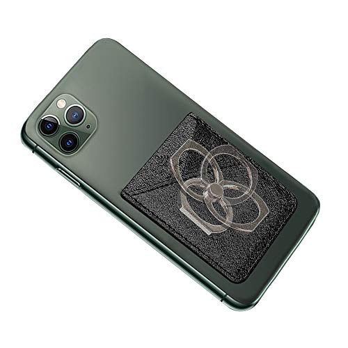 Takyu Card Holder for Back of Phone, Cell Phone Card Holder with Ring Grip Phone Wallet Stick on Phone or Case, RFID Blocking Credit Card Holder Card Pocket Compatible with Most Smartphones (Black)