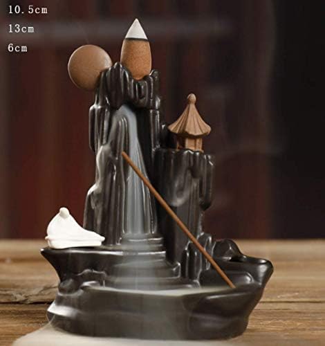 Backflow Incense Burner Unique Mountain Sculpture Handmade Home Temple Office Tea Room Decor with Free 10pcs Incense Cones (A 105x60x130mm)