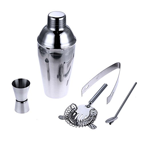 image for TechCode Stainless Steel Bartender Kits, 5 Piece 550ml Shaker Kit Bart