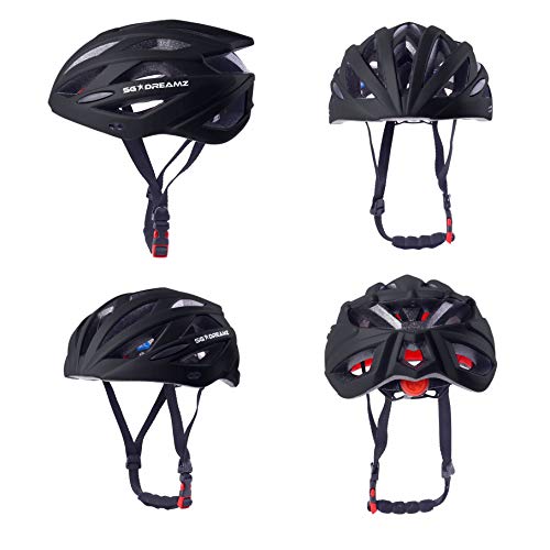 Adult Helmet with LED Light and Detachable Visor - Bicycle Cycling Mountain Bike Helmet for Men and Women - Adjustable Dial for Head Size 21.6" to 24" (M to L) - CPSC Certified (MT303+LED+MtBlack+V2)