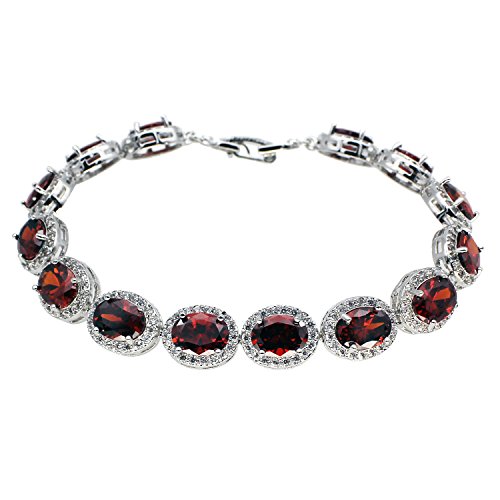 Oval ladies tennis bracelet garnet white topaz amethyst citrine p…