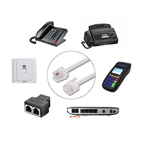 image for Ted Lele Male to Male 6P2C RJ11 Telephone Fax Machines Modems Straight