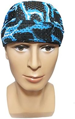 Blue Mesh Flame Do Lot Doo Rag Du Skull Biker Cap Headwrap