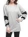 Allegra K Women's Color Block Batwing Sleeves Loose Tunic Top L Light Grey