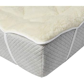 Perfect Fit | Cool Wool Extra Plush Down Alternative Reversible Mattress Pad / Topper, Hypoallergenic, Washable Wool (Queen)