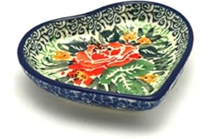 POLISH POTTERY GALLERY Polish Pottery Tea Bag Holder - Heart - Unikat Signature - U4400