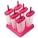 Popsicle Molds, Ozera Set of 6 Reusable Pink Ice Pop Molds, Popsicle Maker for Juice, Yogurt, Fruit- with Silicone Funnel & Cleaning Brush