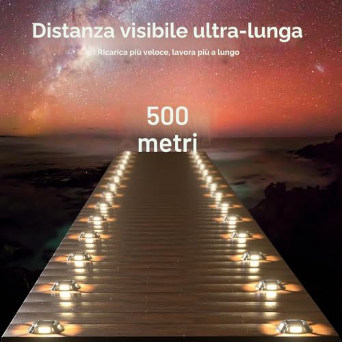 Quntis 8 x Outdoor Aluminium Solar LED Step Lights, IP68 Waterproof, Cold / Warm White Solar Lights Outdoor Garden, Solar Spotlight for Paths Pool Stairs Sidewalk