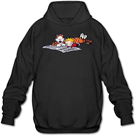 POOZ Men's Calvin And Hobbes Tiger Sweatshirt Black Size XXL